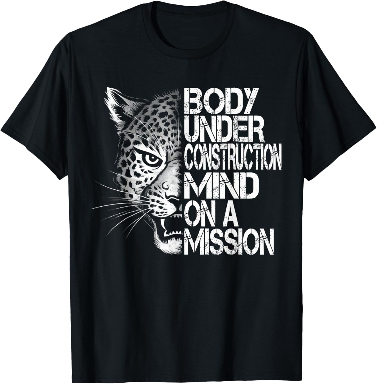 Tiger Gym Lovers Men Women Workout Body under construction T-Shirt - T-Shirt | Black