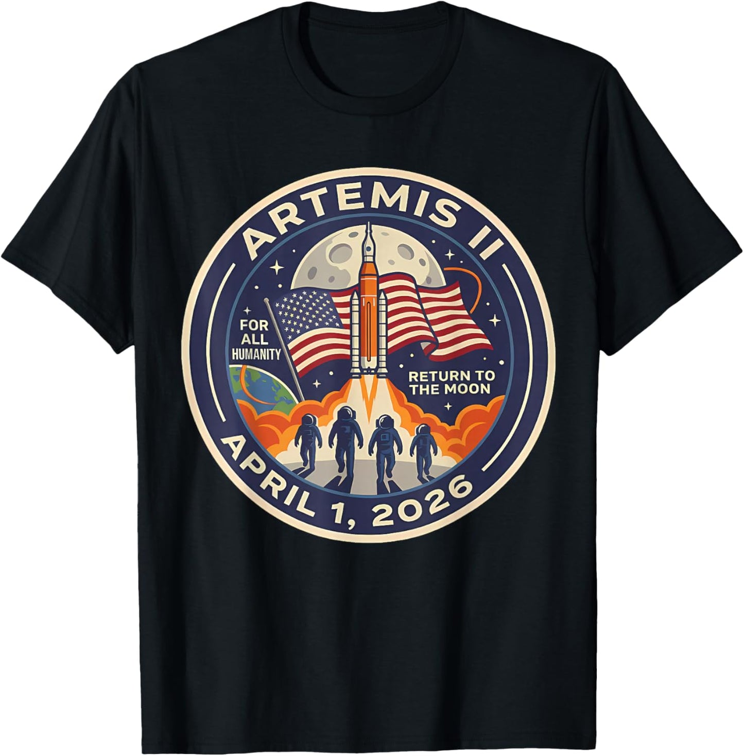Artemis II Launch to The Moon 2026 T-Shirt - T-Shirt | Black