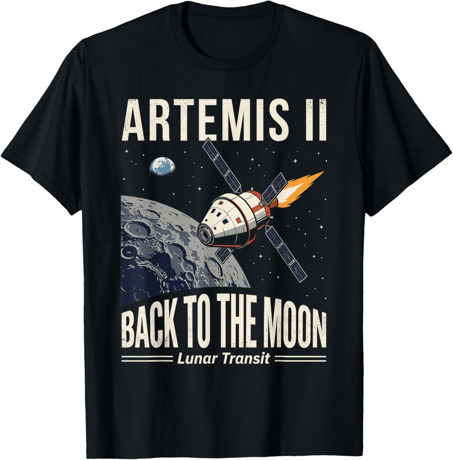 Artemis II Back to the Moon Lunar Transit Mission T-Shirt - T-Shirt | Black