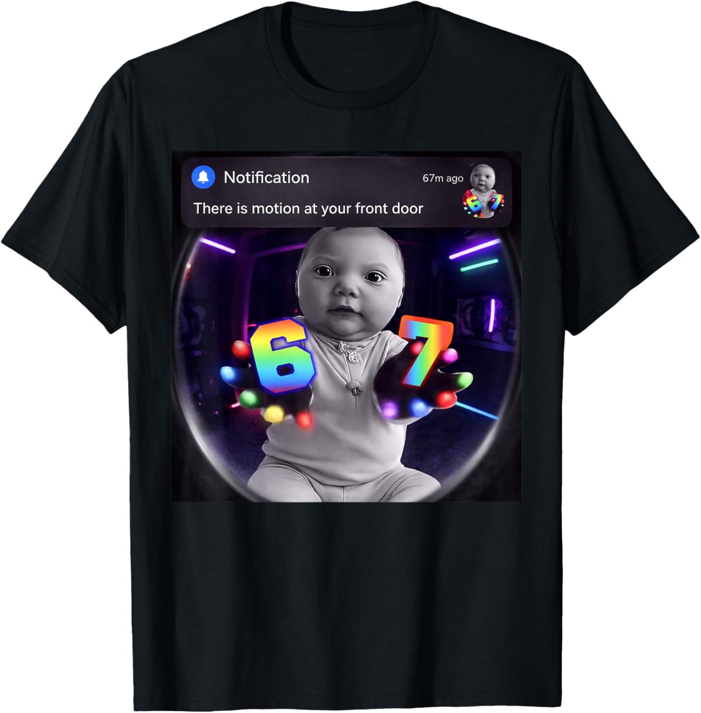 Funny Ai Baby Gloves Led 67 Motion at Your Front Door Meme T-Shirt - T-Shirt | Black