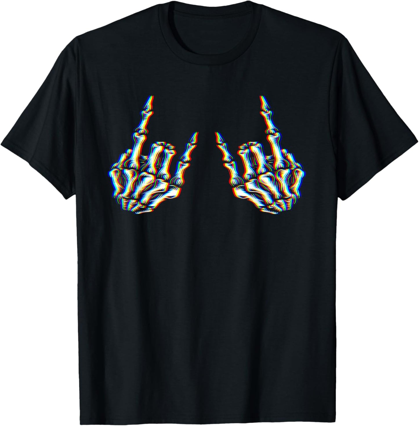 Punk Rock Skeleton Cool Rocker Psychedelic Trippy Rave Party T-Shirt - T-Shirt | Black