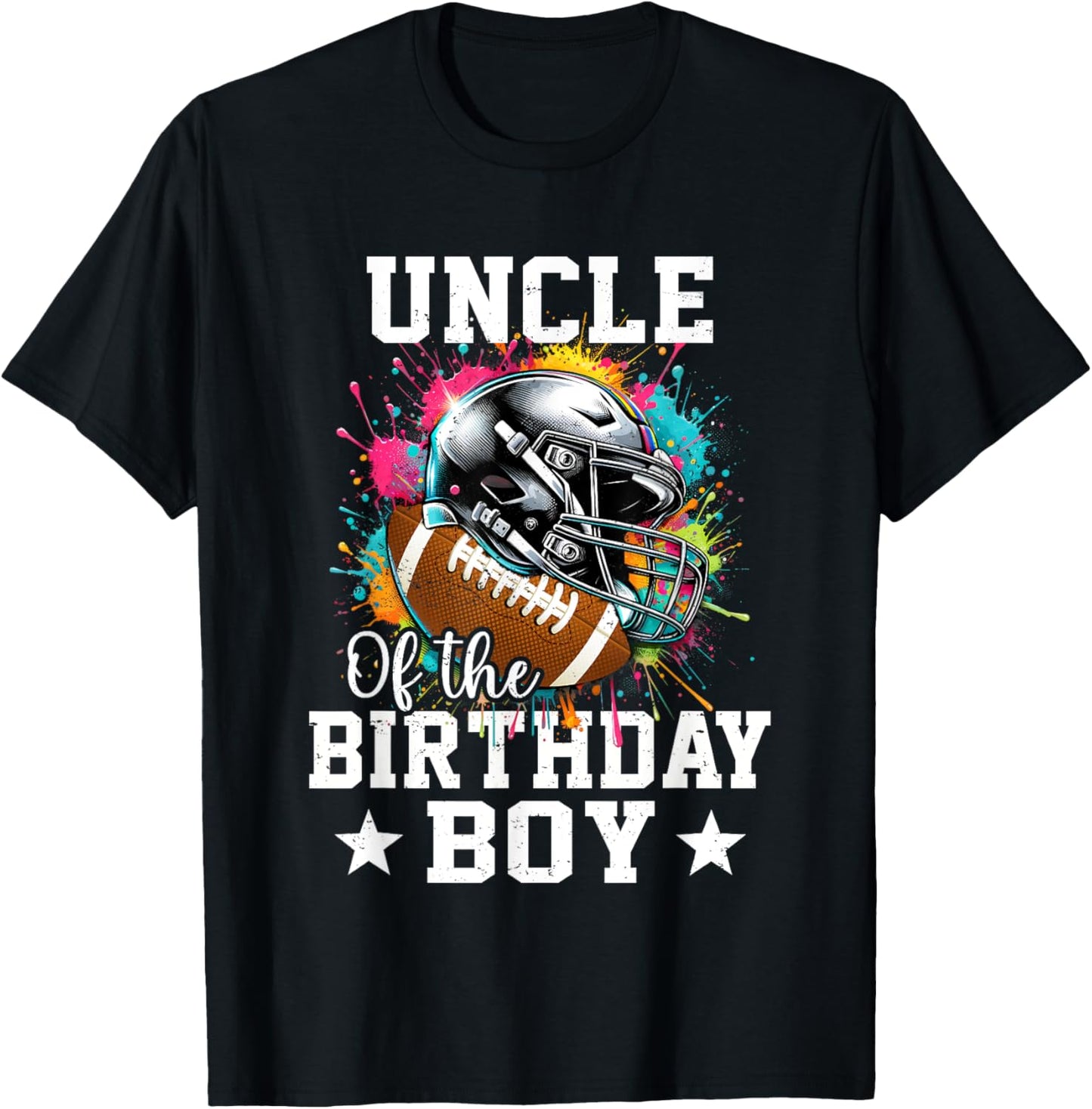 Uncle Of The Birthday Boy Football Lover First Birthday T-Shirt - T-Shirt | Black