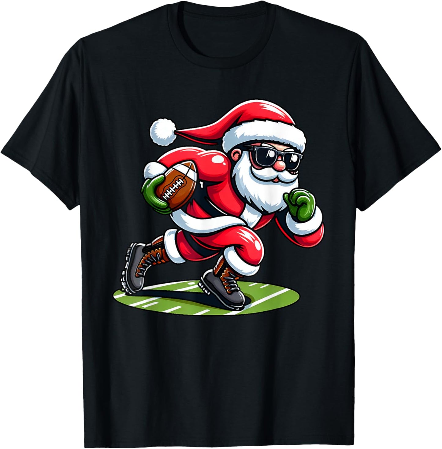Christmas Santa Claus Play A Football Funny Boys Kids Xmas T-Shirt - T-Shirt | Black