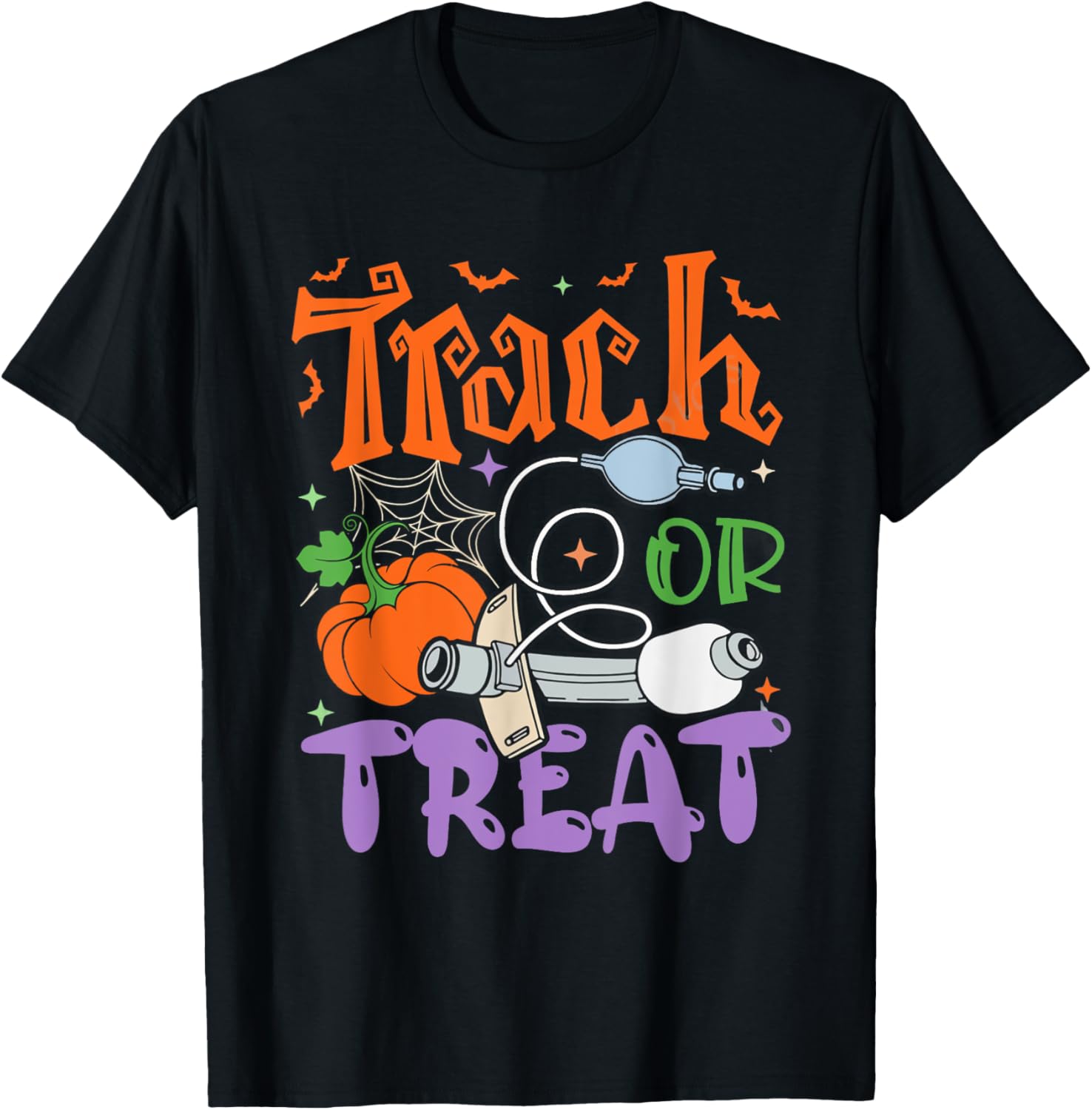Respiratory Therapist Halloween Pumpkins ICU Rn Pulmonary T-Shirt - T-Shirt | Black