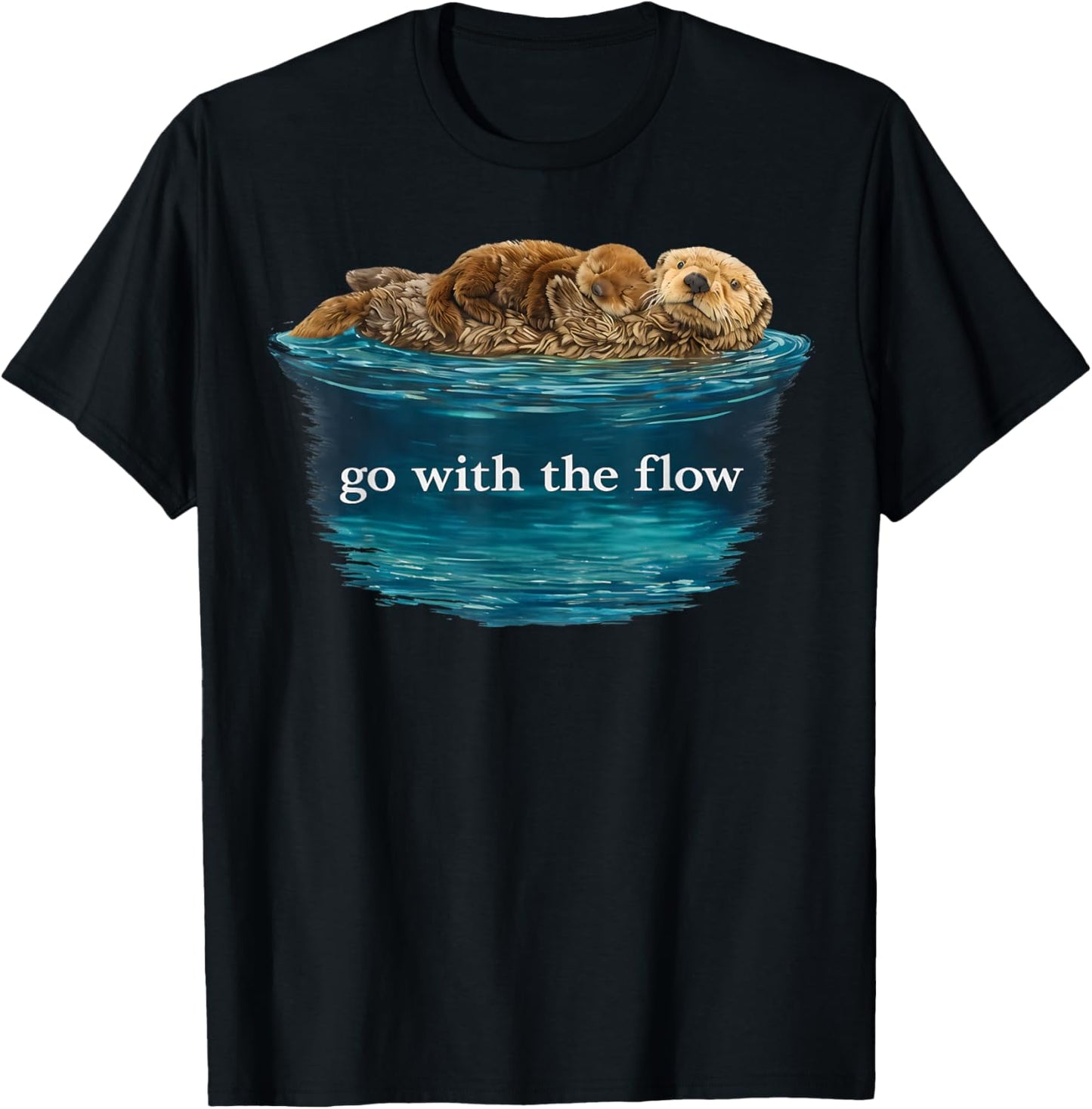Go with The Flow Sea Otter T-Shirt - T-Shirt | Black