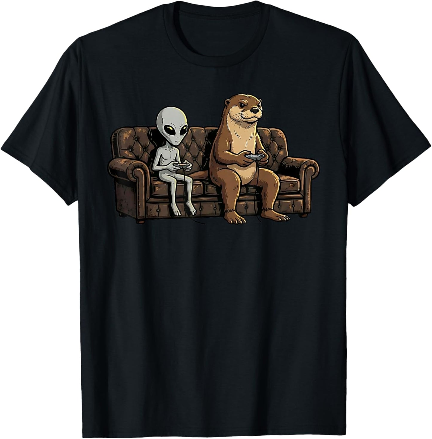 Funny Otter Alien Gaming Video Games Gamer Kids T-Shirt - T-Shirt | Black