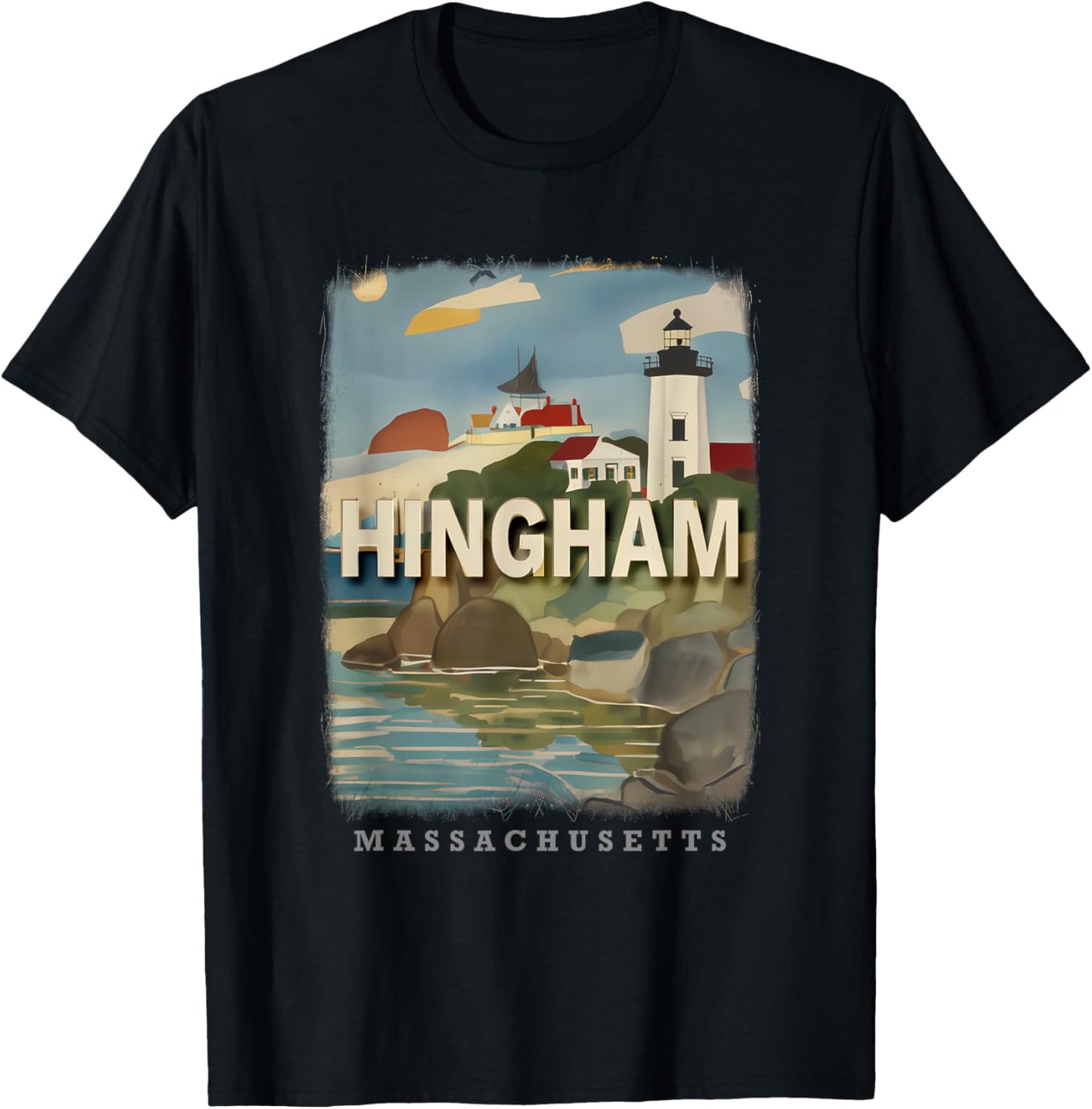 Hingham Massachusetts MA Harbor Haven SD529 T-Shirt - T-Shirt | Black
