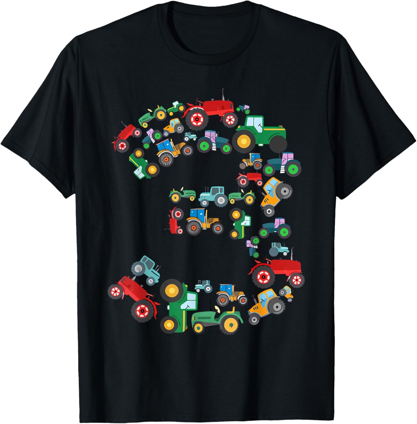 Tractors 3 Years Old 3rd Farm Birthday Theme Party Matching T-Shirt - T-Shirt | Black