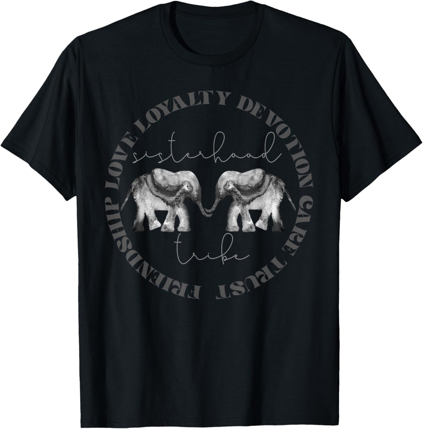 Elephant Friendship Sisterhood Tribe Squad Friend Group T-Shirt - T-Shirt | Black