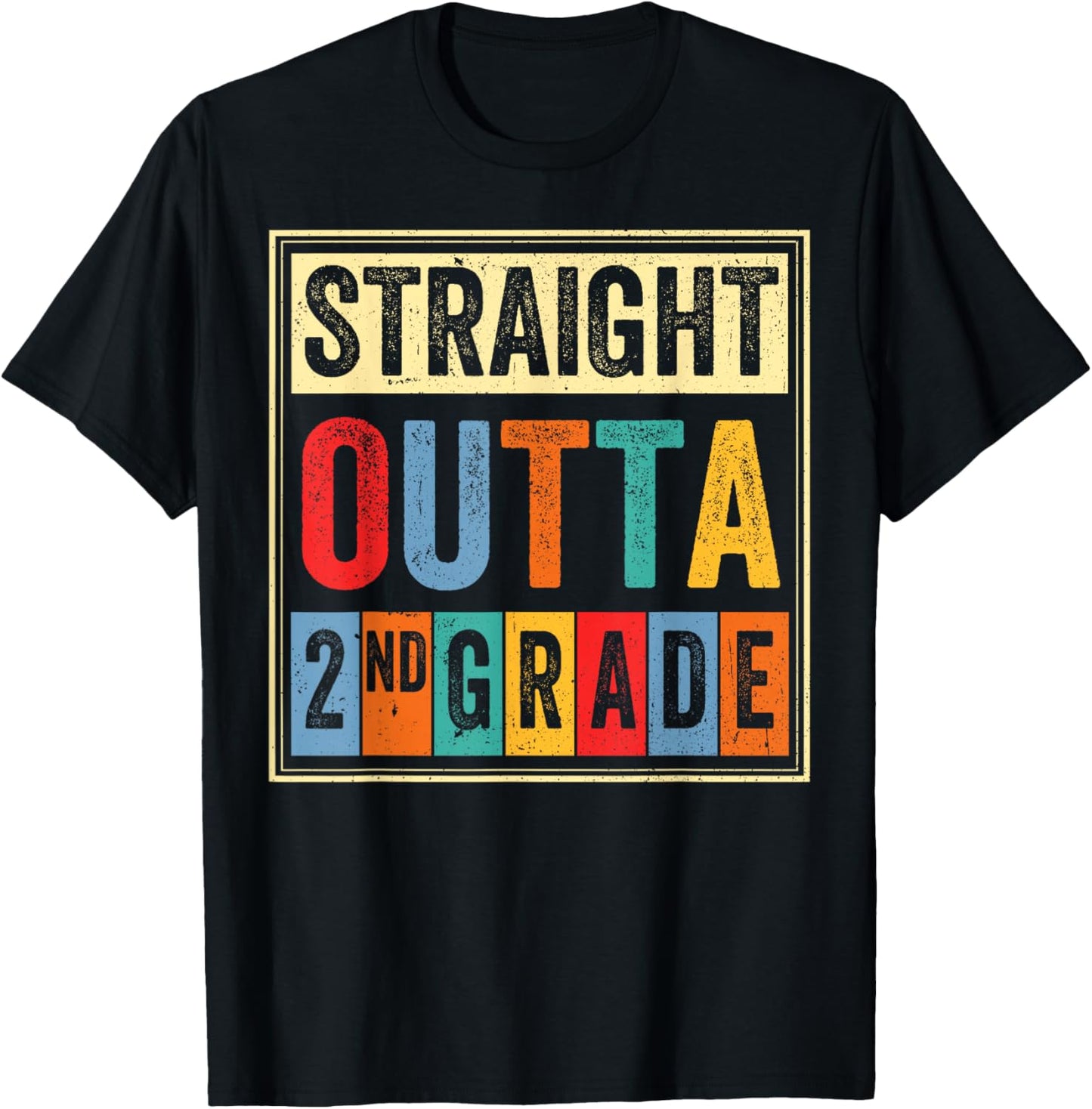Straight Outta 2nd Grade Graduation Last Day of School Kids T-Shirt - T-Shirt | Black
