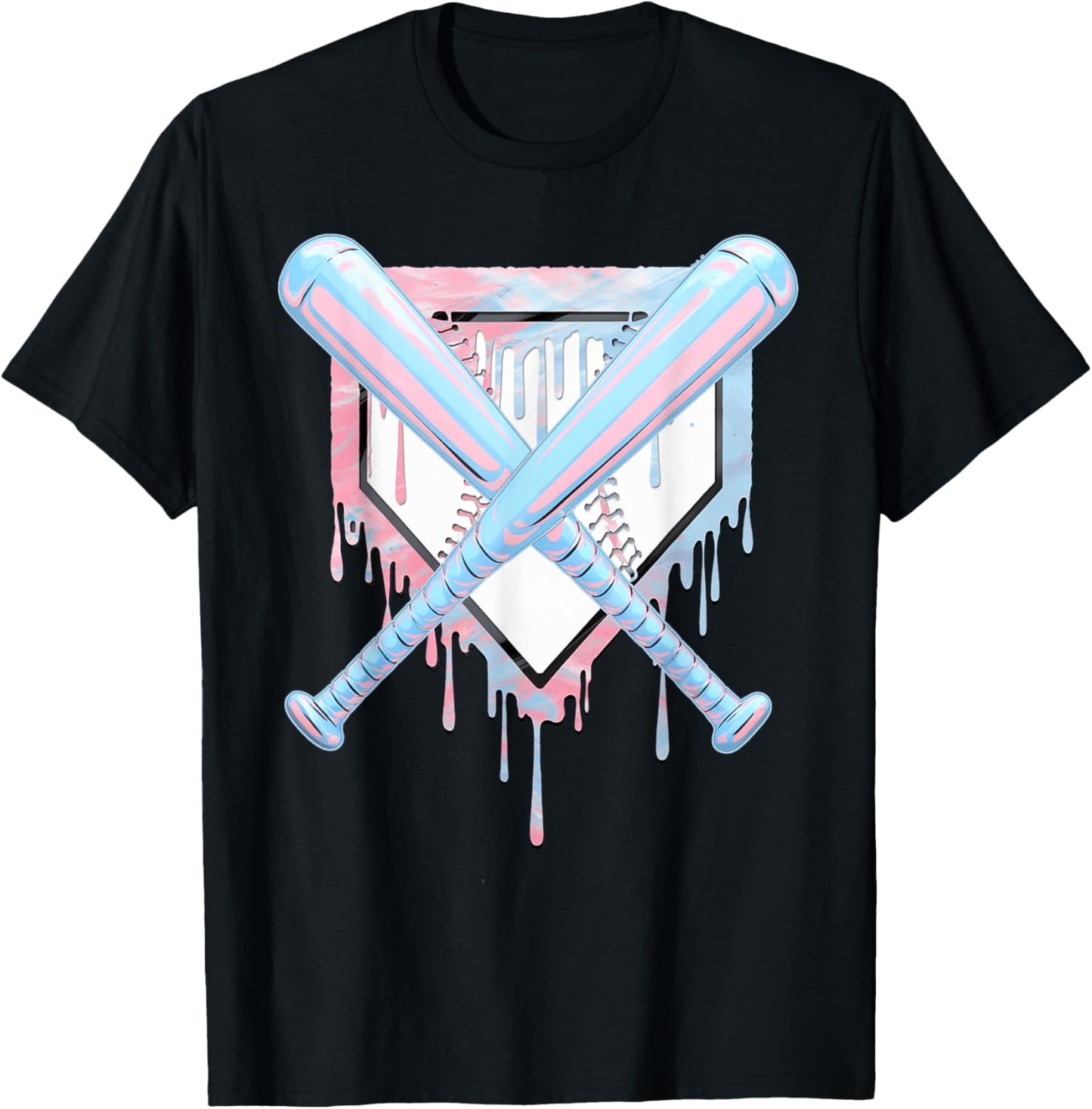 Cool Sport Baseball Home Plate Drip With Sprinkles Drip T-Shirt - T-Shirt | Black