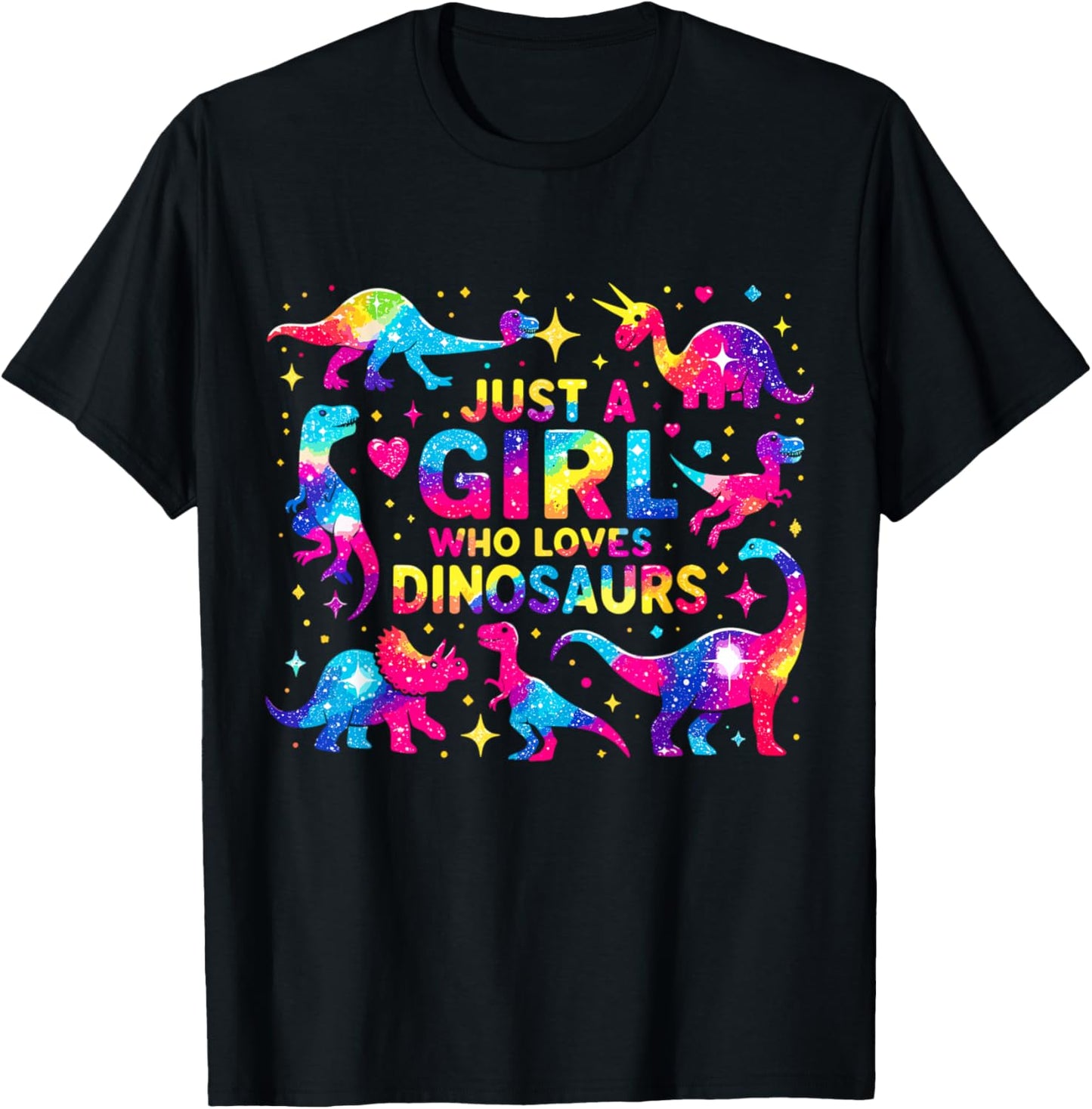 Dinosaur Just a Girl Who Loves Dinosaurs T-Shirt - T-Shirt | Black