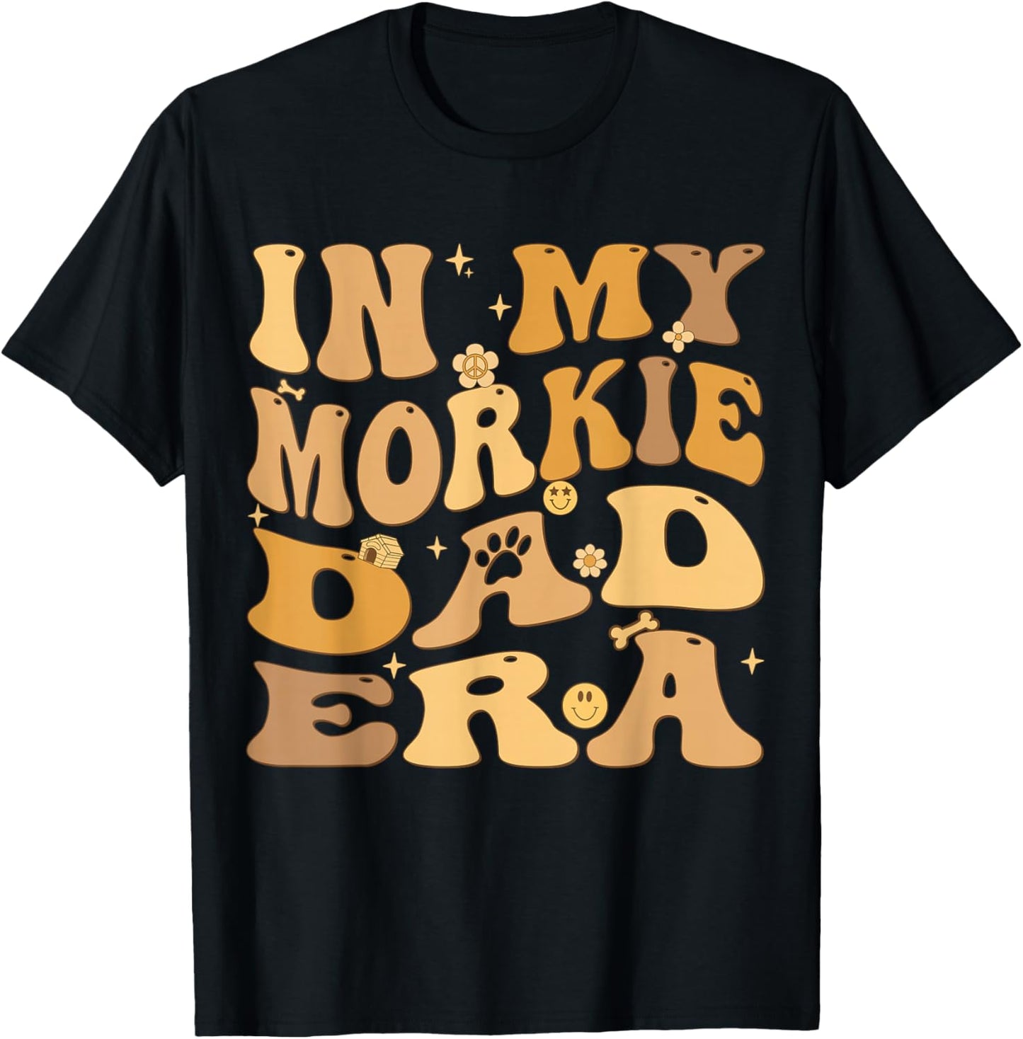 In My Morkie Dad Era Groovy Morkshire Terrier Dog Men Women Kids T-Shirt - T-Shirt | Black