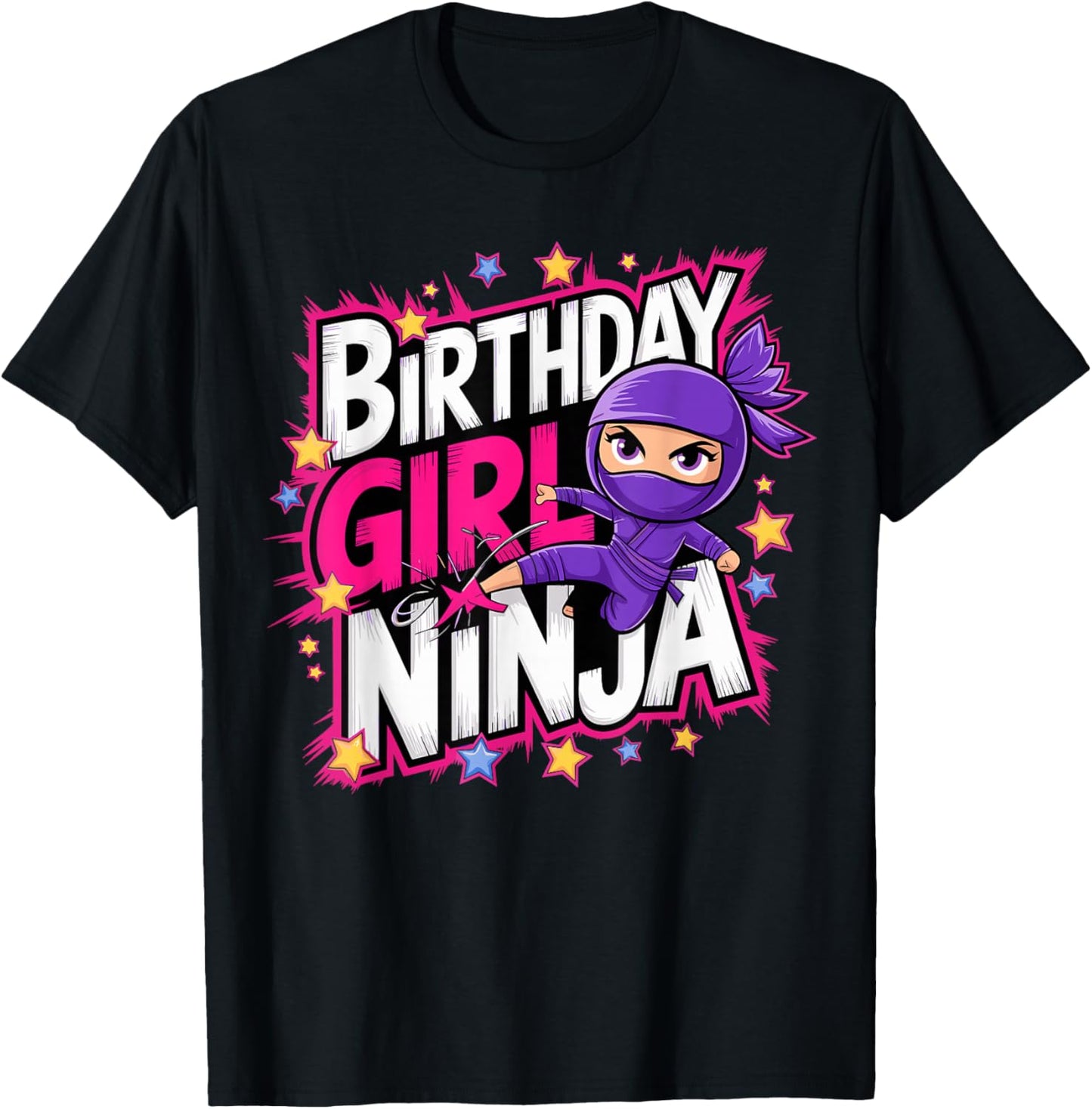Birthday Girl Ninja Party T-Shirt - T-Shirt | Black