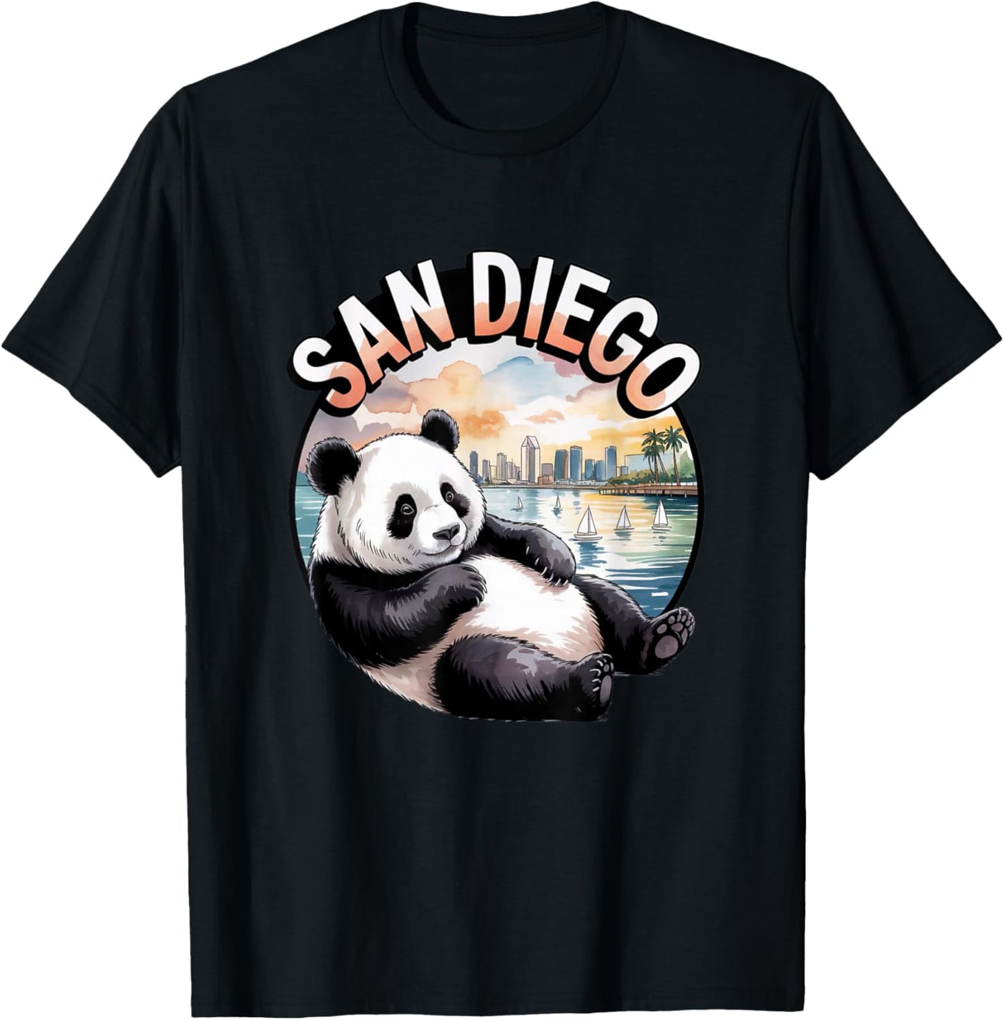 San Diego Panda Cute Animal City Zoo Park T-Shirt - T-Shirt | Black