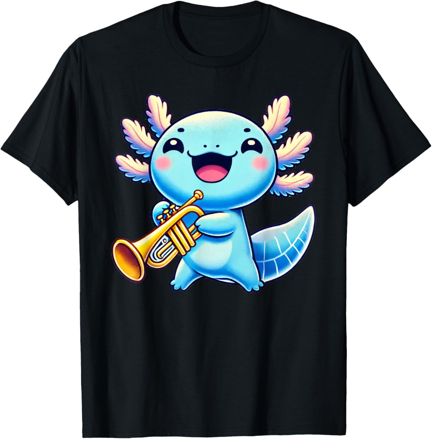 Axolotl Playing Trumpet Axolotls Musician Music T-Shirt - T-Shirt | Black