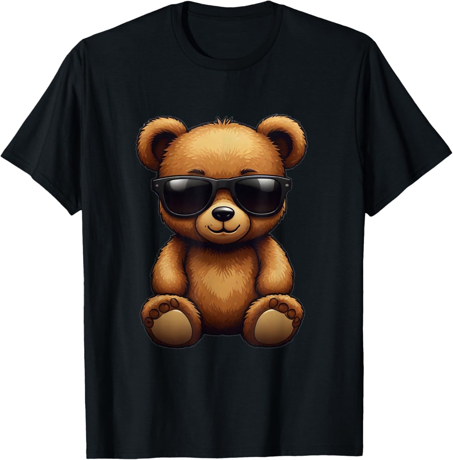 Cool Brown Bear Teddy Bear Wearing Sunglasses in Summer T-Shirt - T-Shirt | Black