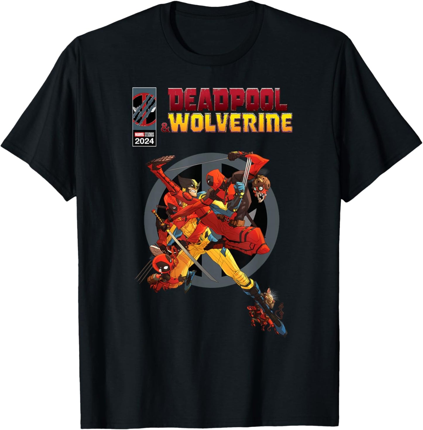 Marvel Deadpool & Wolverine Deadpool Corps Comic Cover Brawl T-Shirt - T-Shirt | Black