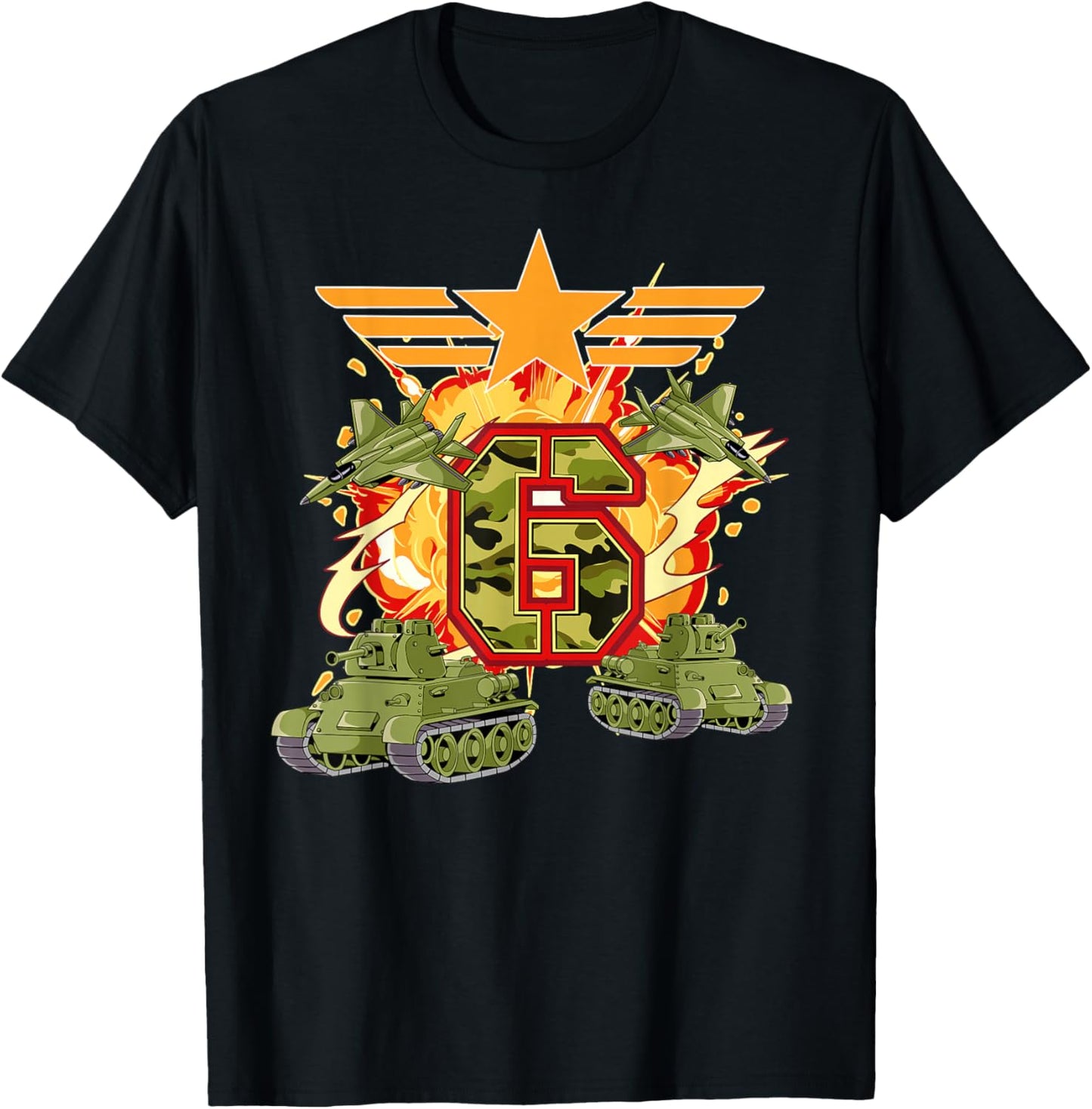 6th Birthday Army T-Shirt - T-Shirt | Black