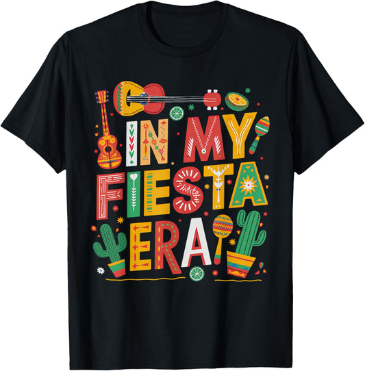 In My Fiesta Era Retro Cinco De Mayo Groovy Girls T-Shirt - T-Shirt | Black