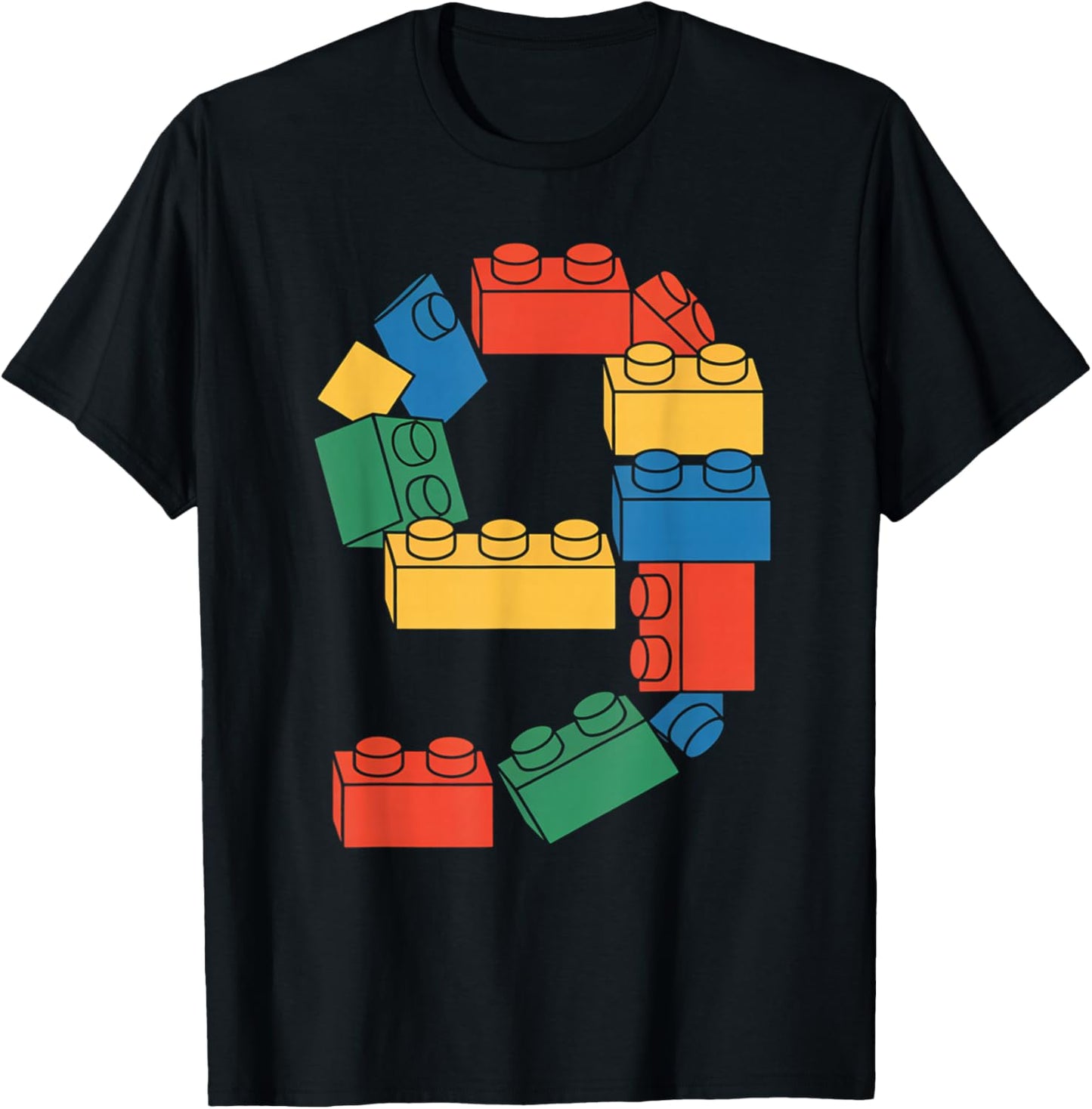 Baumeister zum 9. Geburtstag, neun 9 Jahre alt, Baustein T-Shirt - T-Shirt | Black