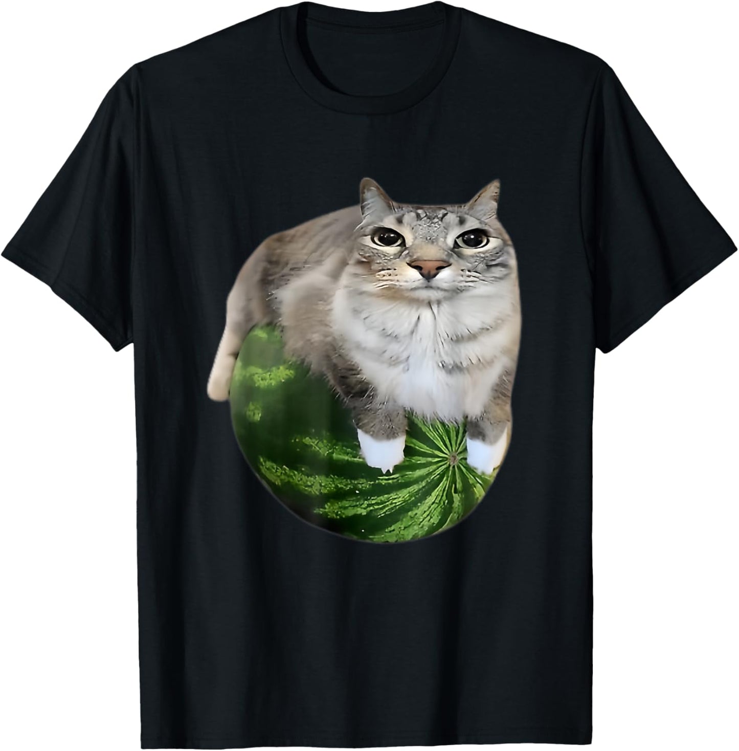 Funny Watermelon Cat Meme T-Shirt - T-Shirt | Black