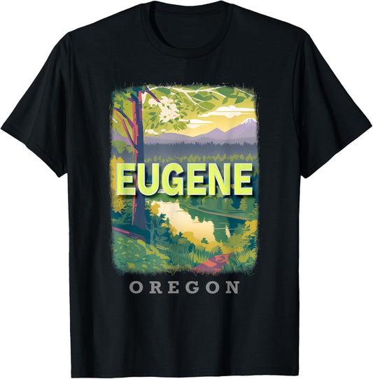 Eugene Oregon OR Natural Splendor SD393 T-Shirt - T-Shirt | Black
