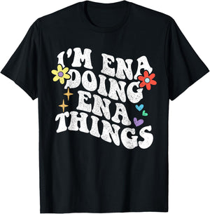 Retro Groovy Im ENA Doing ENA Things Funny Mother's Day T-Shirt - T-Shirt | Black