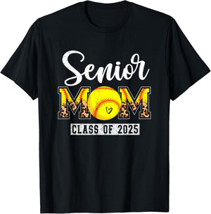 Senior 2025 Softball Mom Senior Mama 2025 Leopard style T-Shirt - T-Shirt | Black