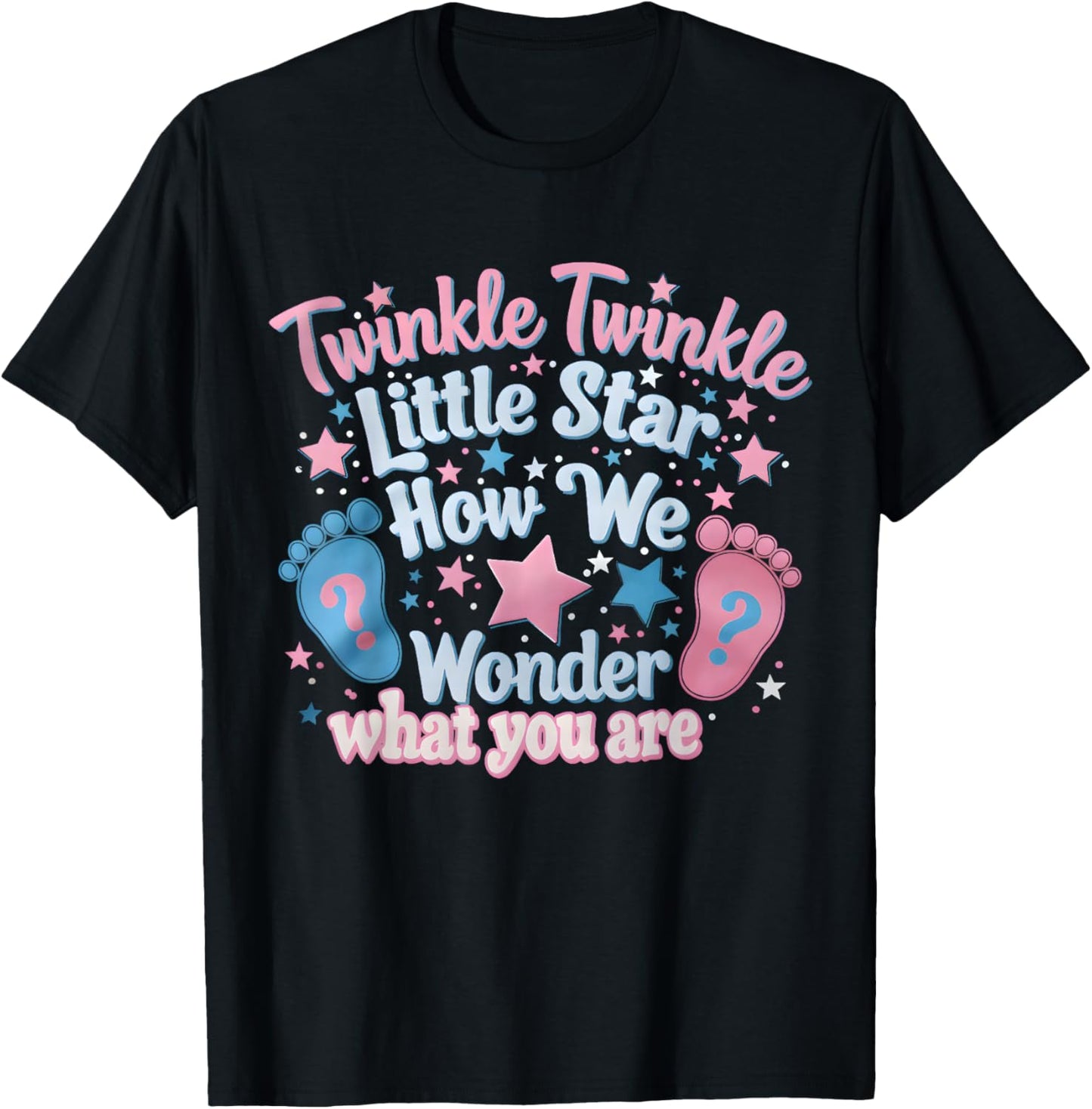 Twinkle Twinkle Little Star Gender Reveal Baby Shower T-Shirt - T-Shirt | Black