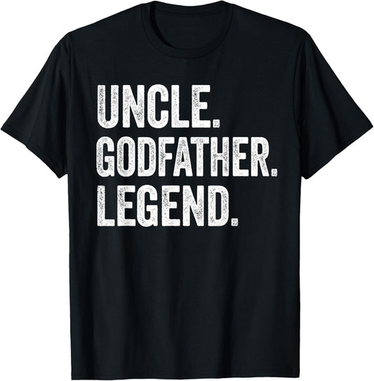 Uncle Godfather Legend - Vintage Distressed Bold Godfather T-Shirt - T-Shirt | Black