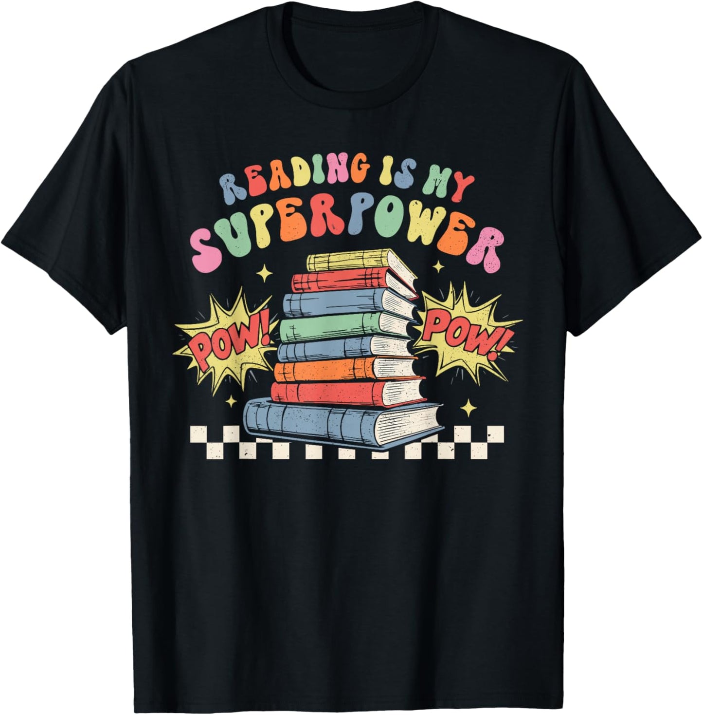 Funny Reading Is My Superpower Book Lover Bookworm Librarian T-Shirt - T-Shirt | Black