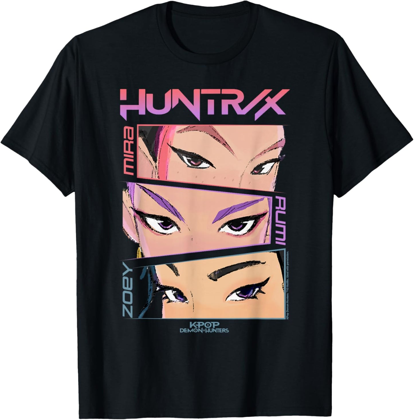 KPop Demon Hunters Huntrix Eyes Comic Strip T-Shirt - T-Shirt | Black