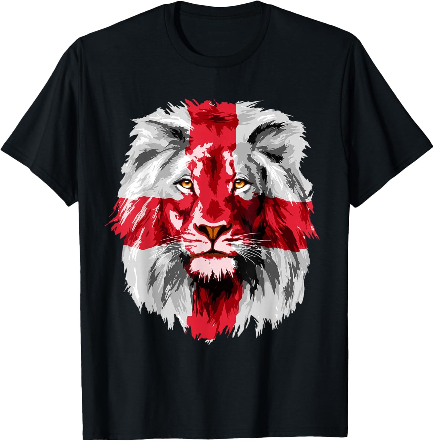 England National Flag Lion Face English England Flag T-Shirt - T-Shirt | Black