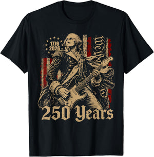 Vintage George Washington Playing Guitar 250 Years America T-Shirt - T-Shirt | Black
