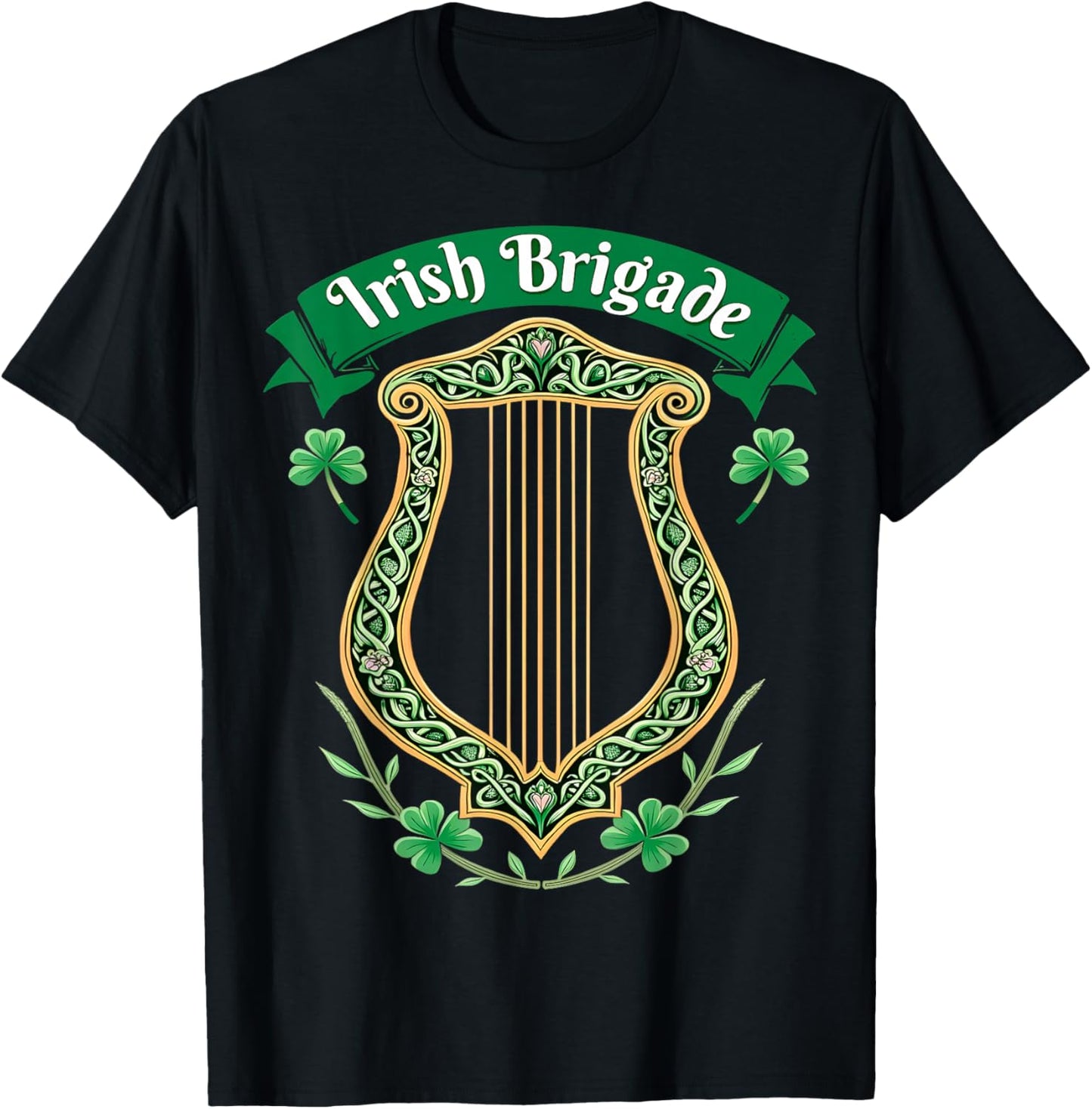 Irish Brigade Celtic Harp Heritage T-Shirt - T-Shirt | Black