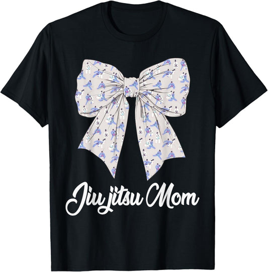 Jiu jitsu Mom Coquette Bow Cute Jiu jitsu Lovers Mothers Day T-Shirt - T-Shirt | Black