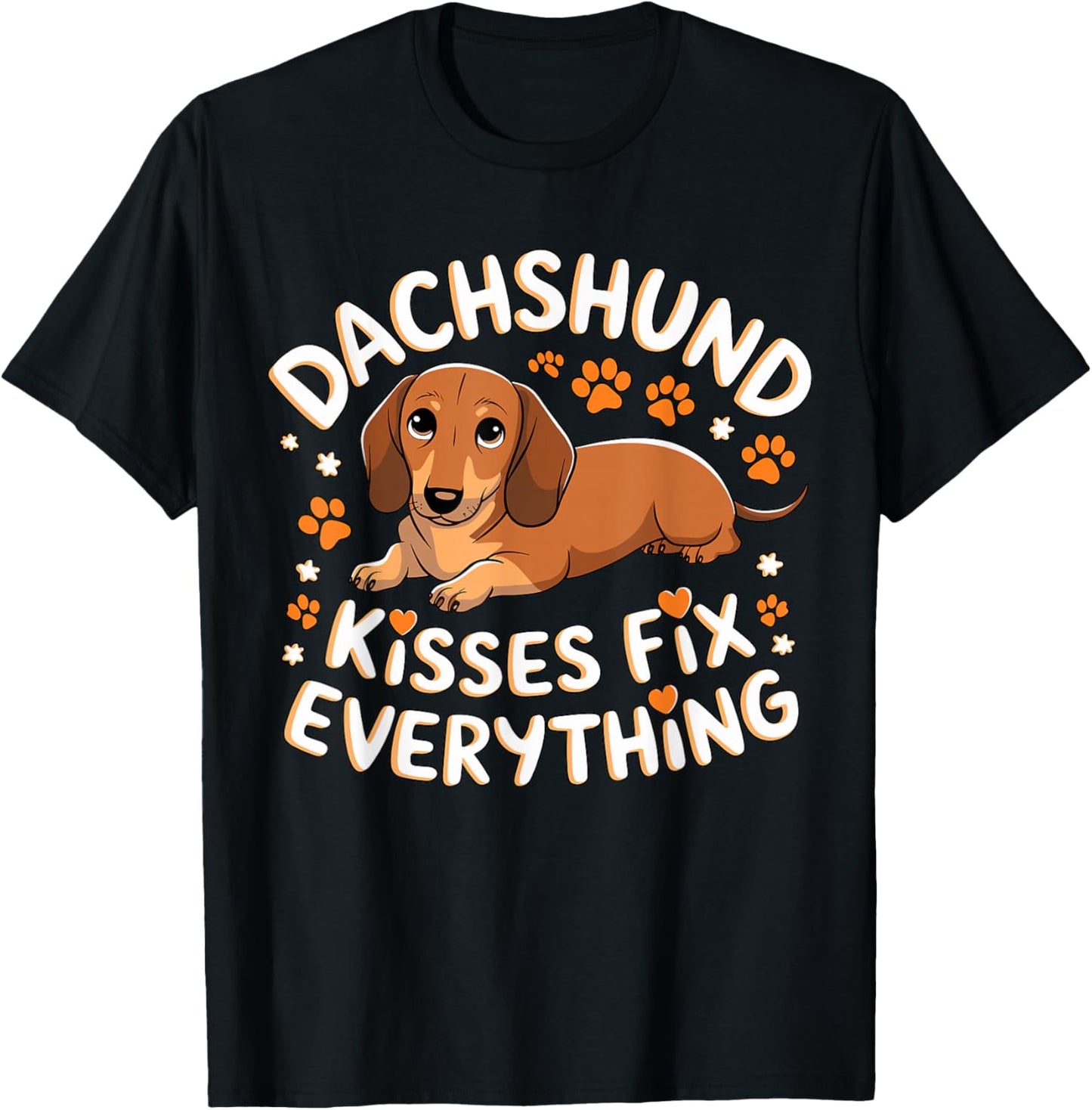 Dachshund Kisses Fix Everything T-Shirt - T-Shirt | Black