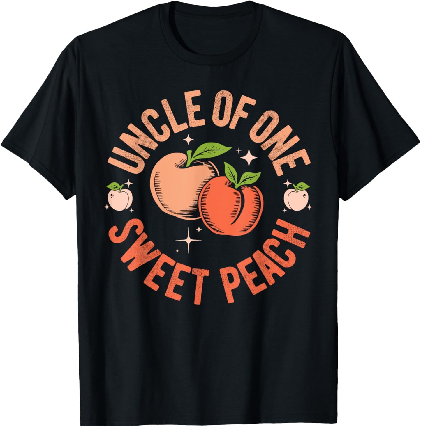 Uncle First Birthday One Sweet Peach Bday Family Matching T-Shirt - T-Shirt | Black