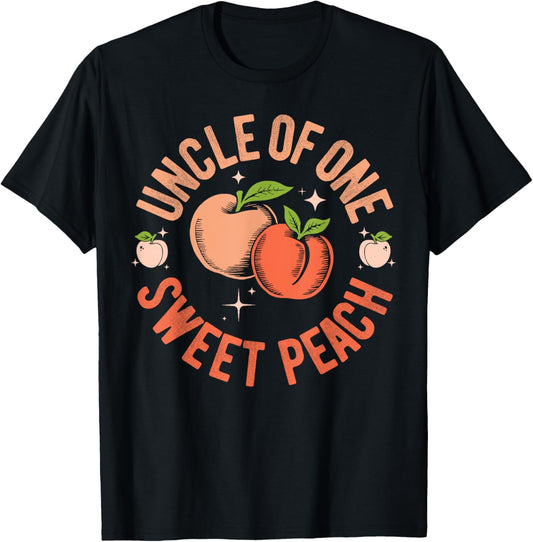 Uncle First Birthday One Sweet Peach Bday Family Matching T-Shirt - T-Shirt | Black