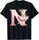 Ballerina Girl Dancing Name First Letter N Girly Tutu Ballet T-Shirt - T-Shirt | Black