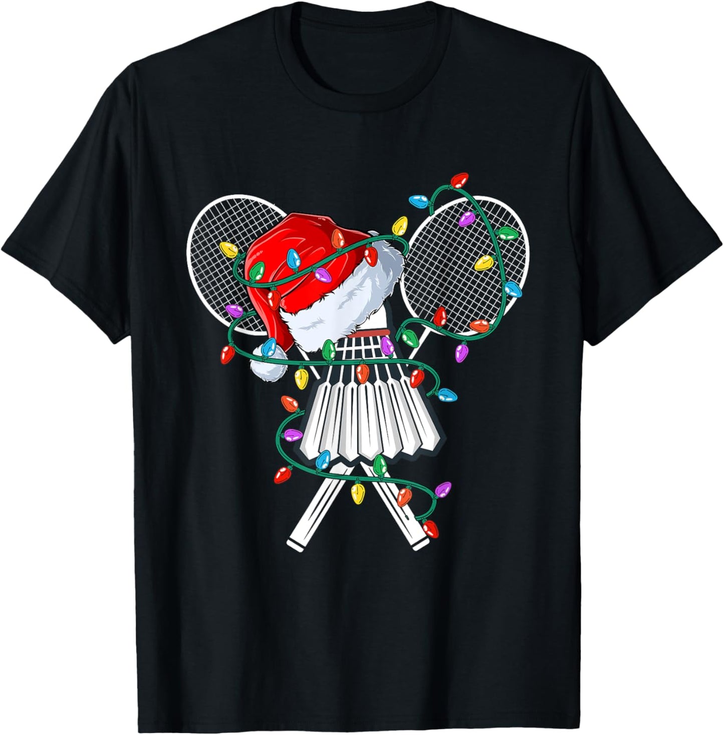 Christmas Badminton Xmas Santa Sports Hat Kids T-Shirt - T-Shirt | Black