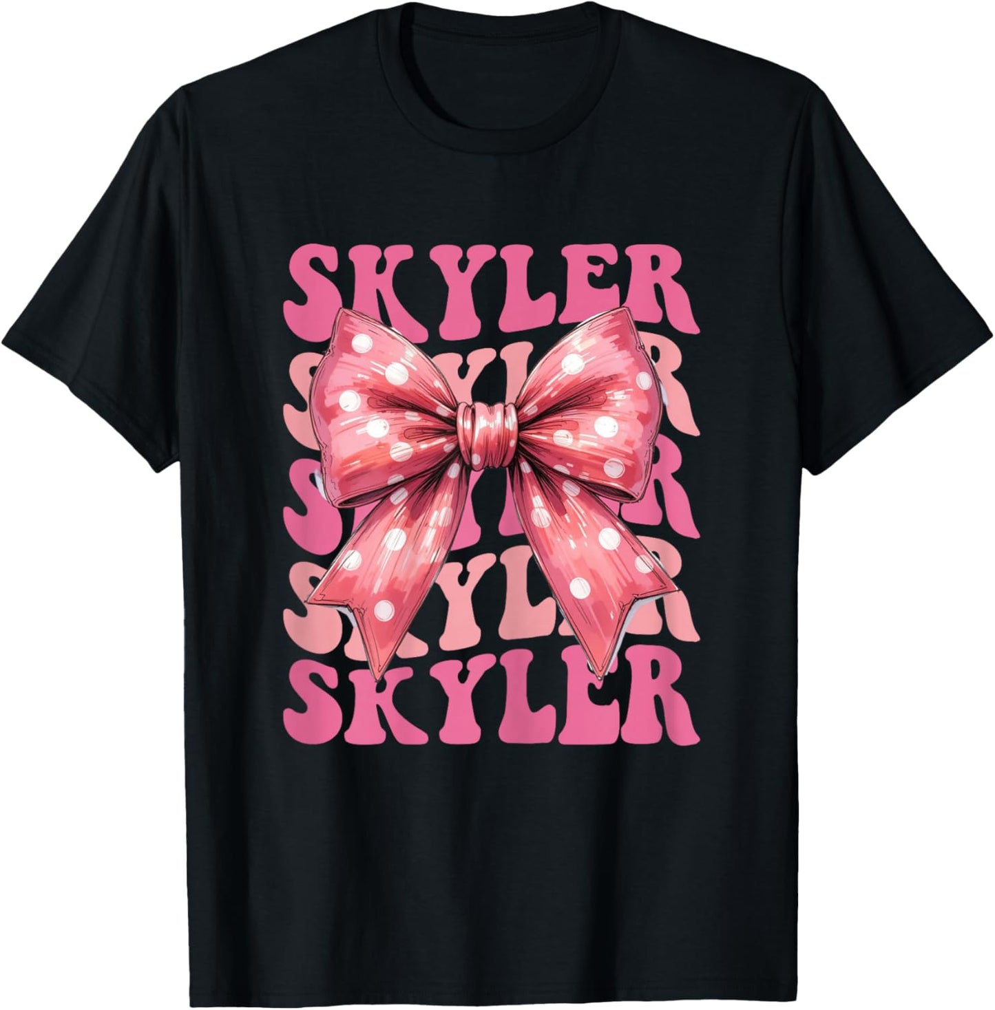 Skyler Name Coquette Bow Aesthetic Girls T-Shirt - T-Shirt | Black