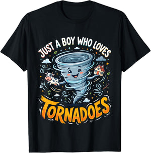 Kids Just A Boy Who Loves Tornadoes T-Shirt - T-Shirt | Black