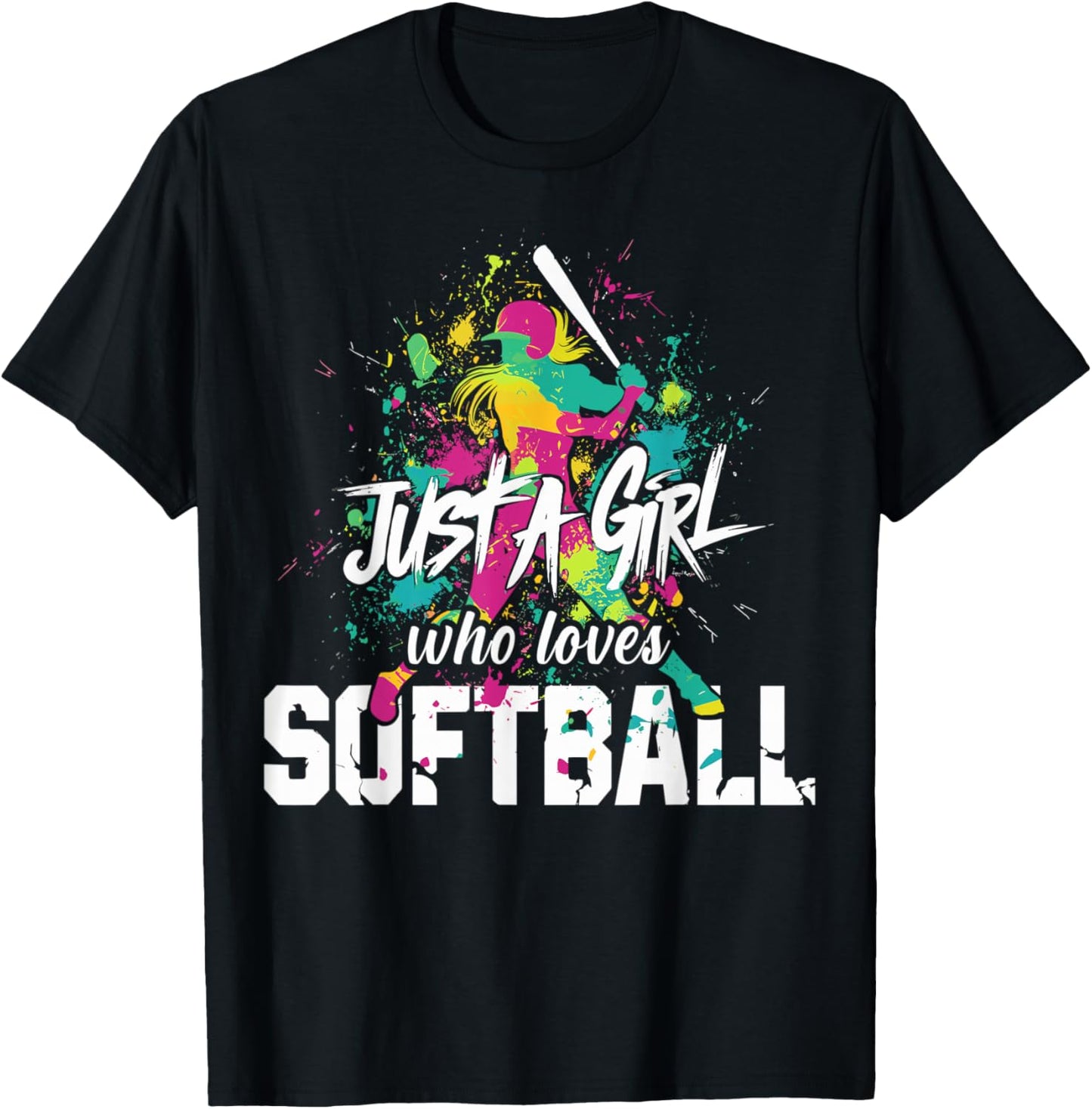 Softball Mom Just a Girl Who Loves Softball T-Shirt - T-Shirt | Black