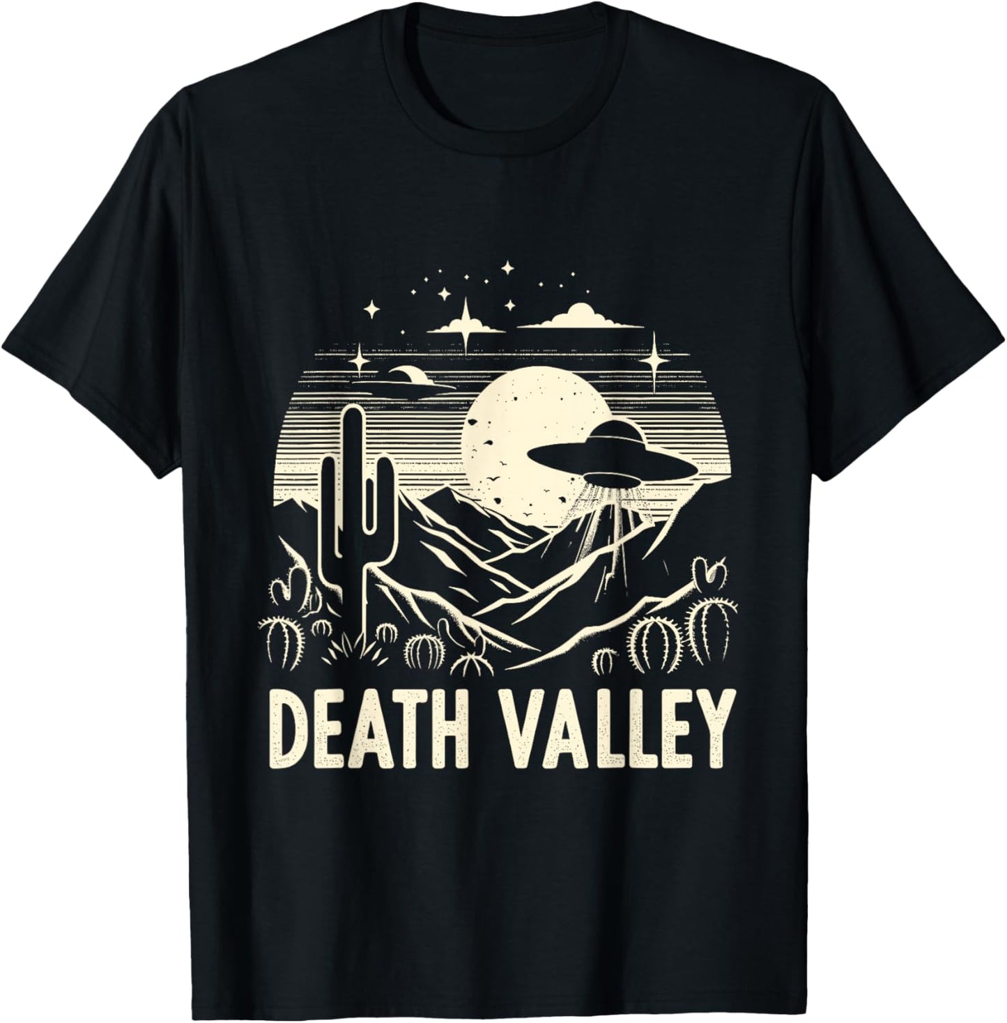 Death Valley National Park Souvenir Desert UFO Cactus T-Shirt - T-Shirt | Black