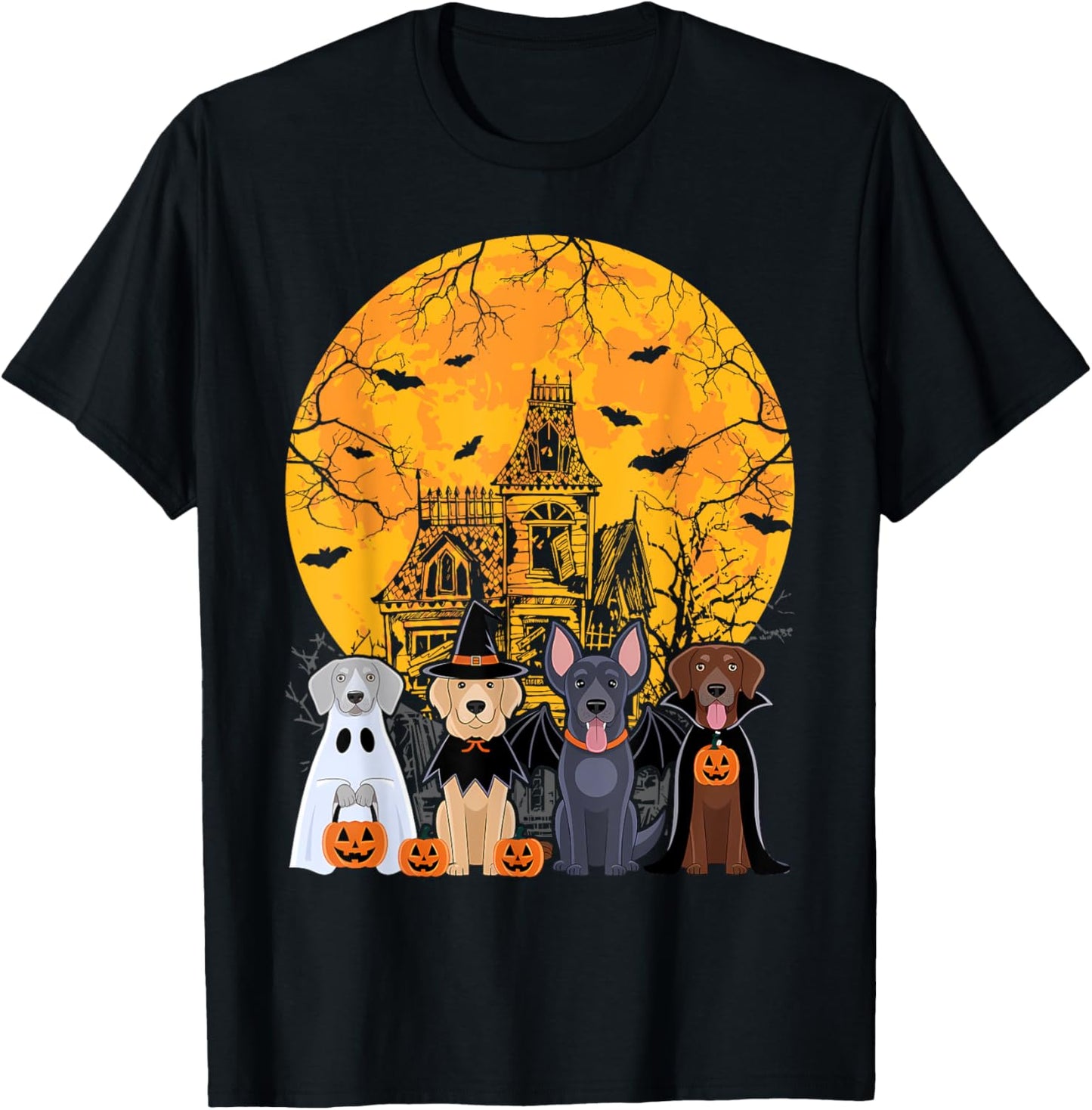 Cute Ghost Dogs Halloween Dog Lover Men Women Kids Costume T-Shirt - T-Shirt | Black