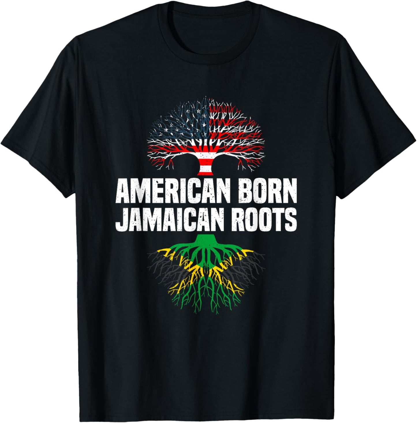 USA Jamaica Flag Proud Heritage American Born Jamaican Roots T-Shirt - T-Shirt | Black