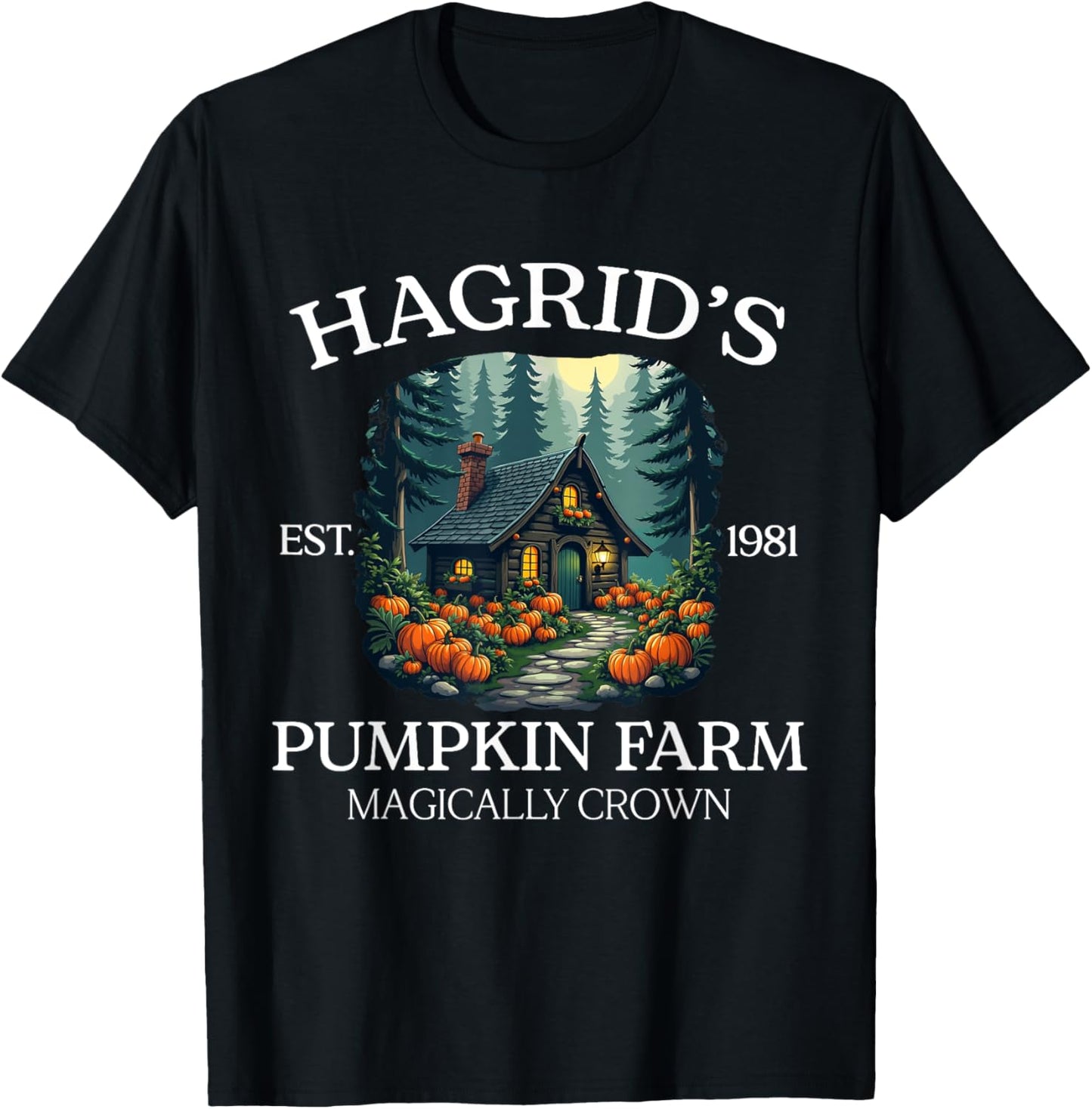 Hagrid's Pumpkin Farm - Magical Rustic Autumn Design T-Shirt - T-Shirt | Black