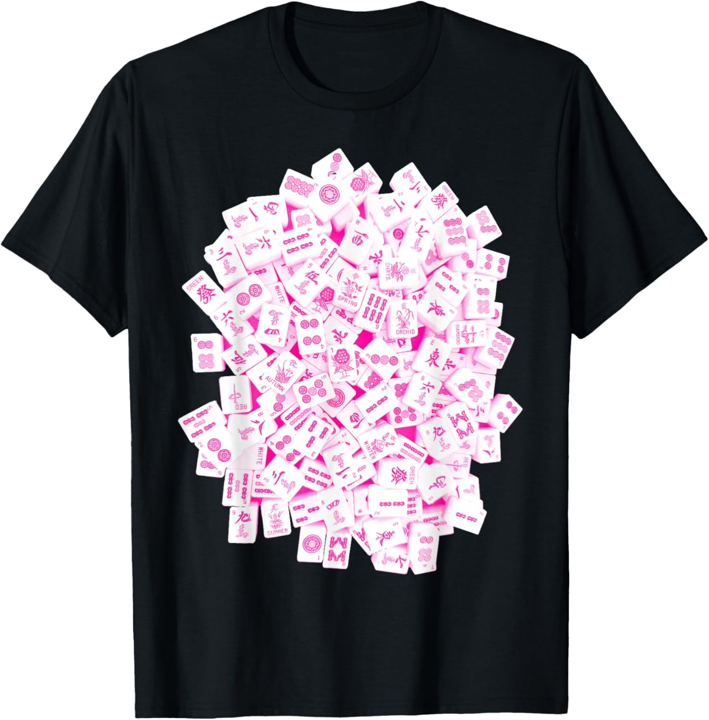 Hot Pink Mah Jong Tiles, Mah Jongg, Mahjong Game Tiles T-Shirt - T-Shirt | Black